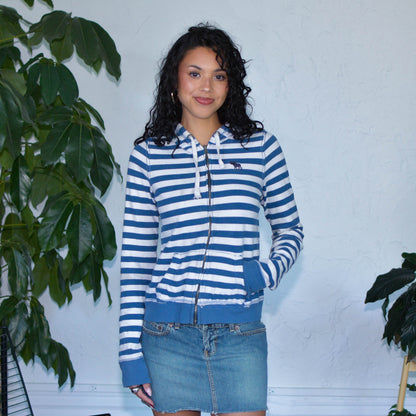 Vintage Abercrombie &amp; Fitch Striped Zip-Up Sweatshirt