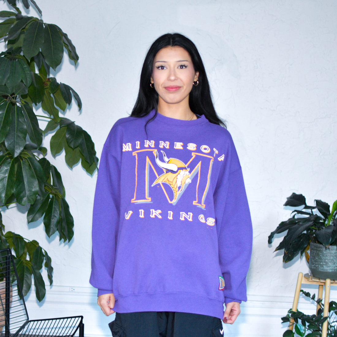 Vintage Minnesota Vikings Purple Signature Spell-Out Crewneck