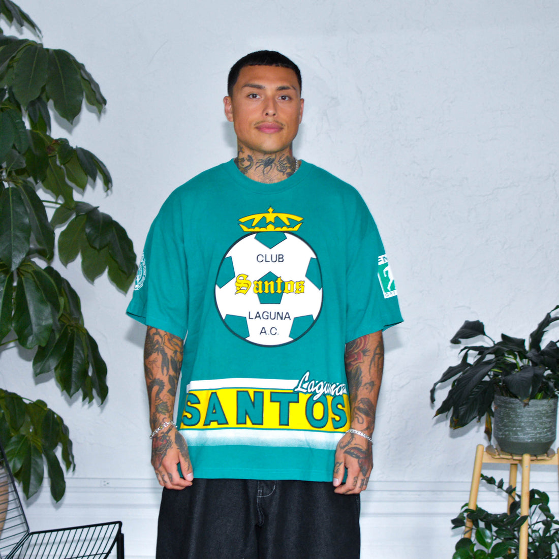 Vintage 90s Club Santos Laguna All-Over-Print T-Shirt