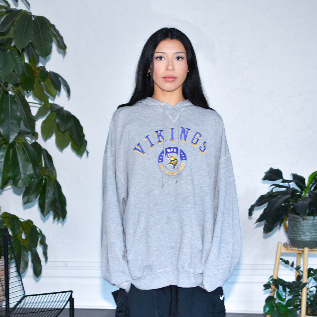 Vintage Minnesota Vikings Gray Logo Hoodie