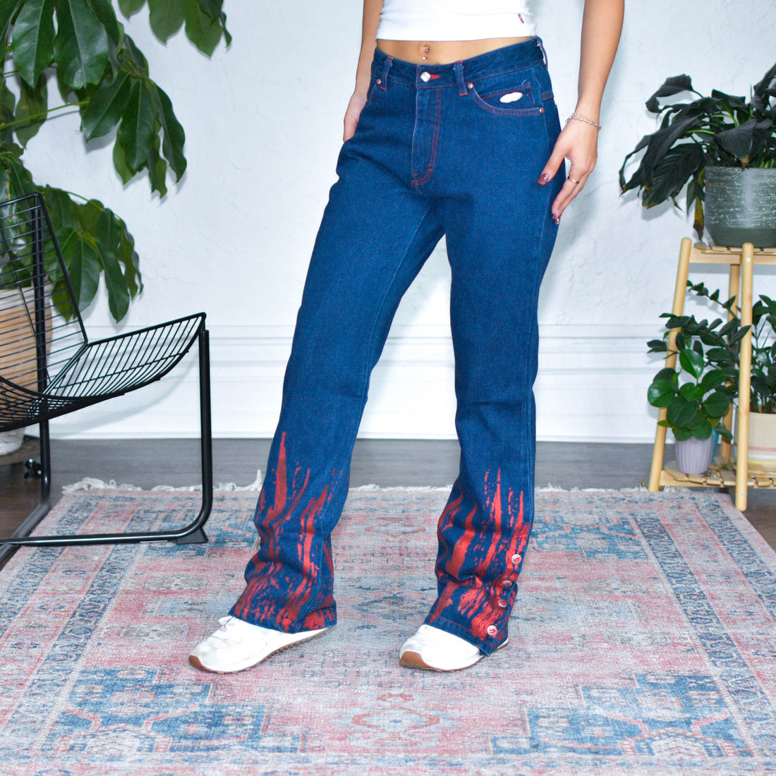 Vintage Y2K Femme Johnny Blaze Flame Denim Jeans